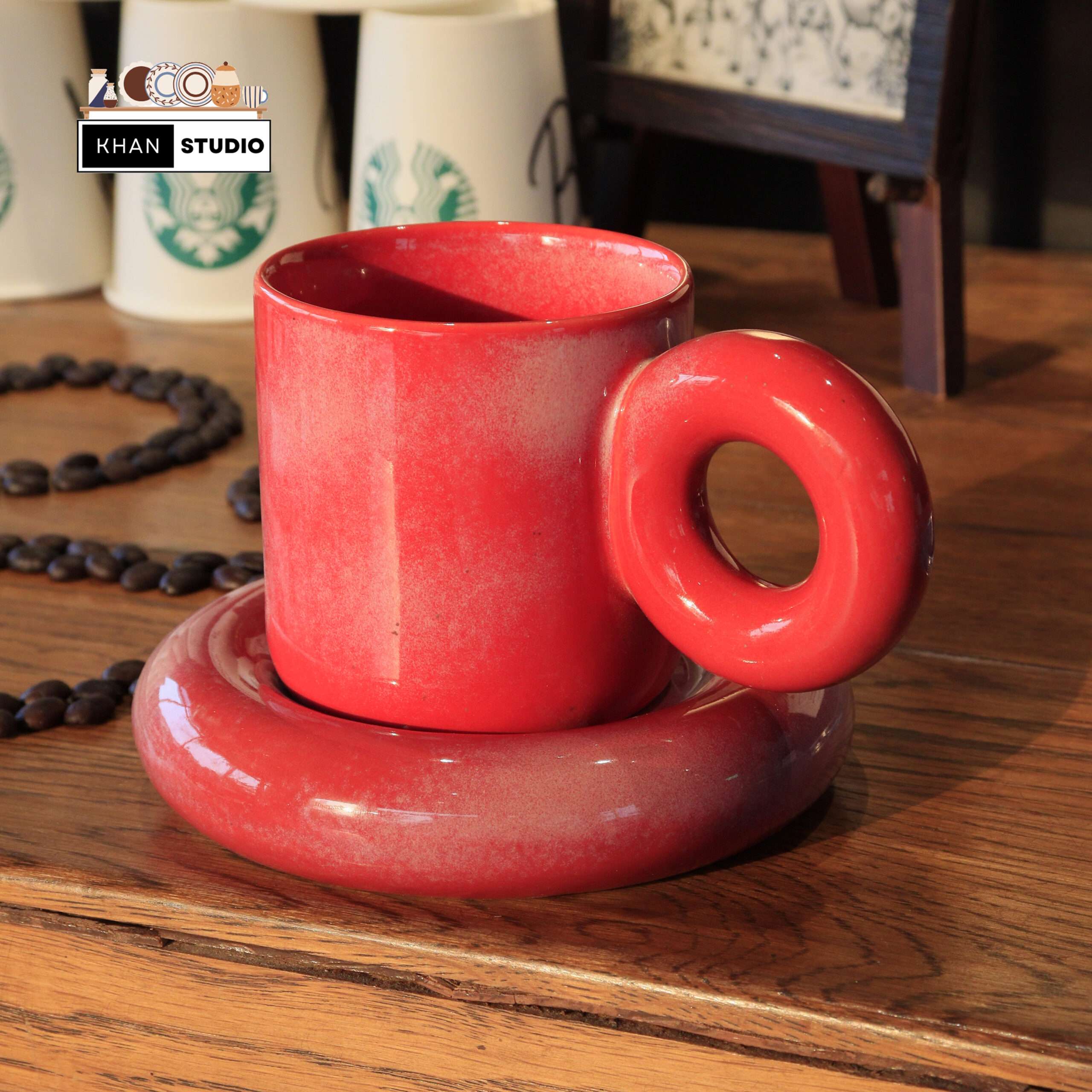 ceramic mug and saucer