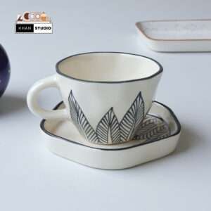 ceramic mug and saucer set