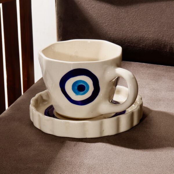 Evil Eye Ceramic Mug & Saucer Set - Image 3