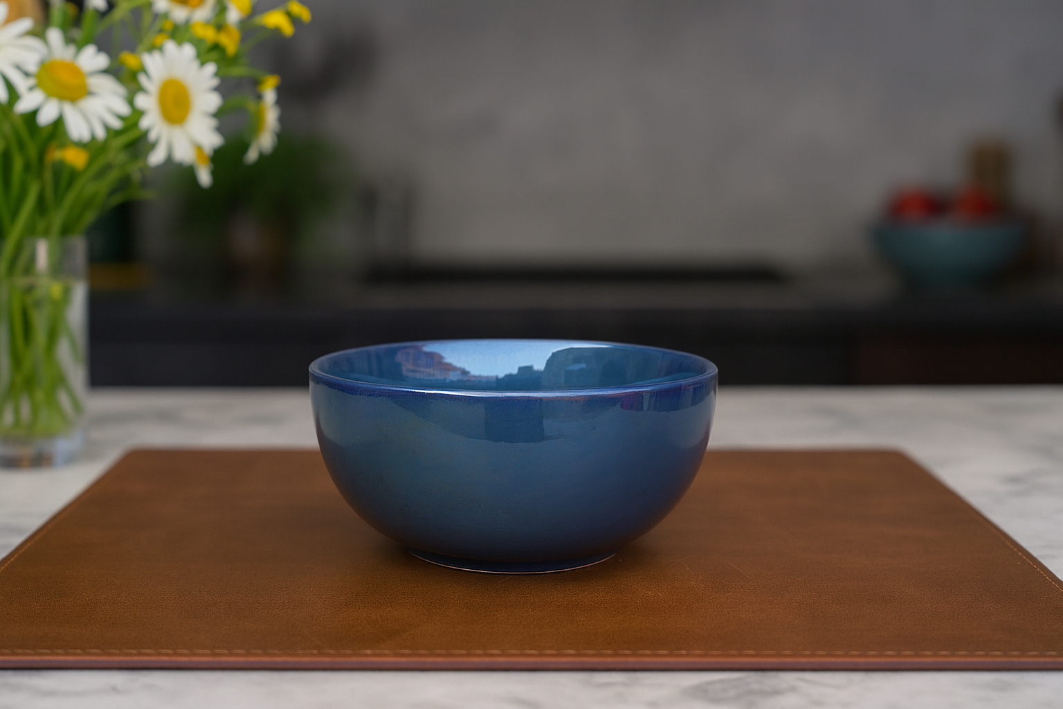 Handcrafted Deep Ocean Blue Ceramic Bowls, Set of 2 (5 Inch) – Khan Ceramic - Image 3