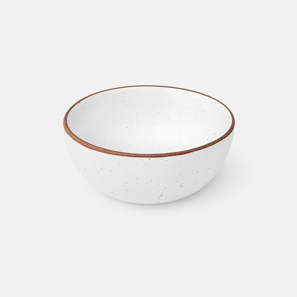 Handcrafted White Speckled Ceramic Bowls with Rustic Rim, Set of 2 (6 Inch) – Khan Ceramic - Image 5