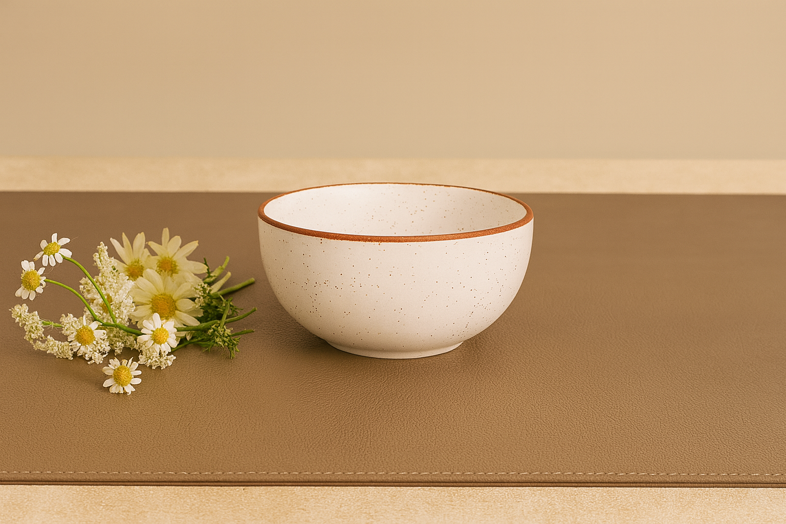 Handcrafted White Speckled Ceramic Bowls with Rustic Rim, Set of 2 (6 Inch) – Khan Ceramic - Image 3
