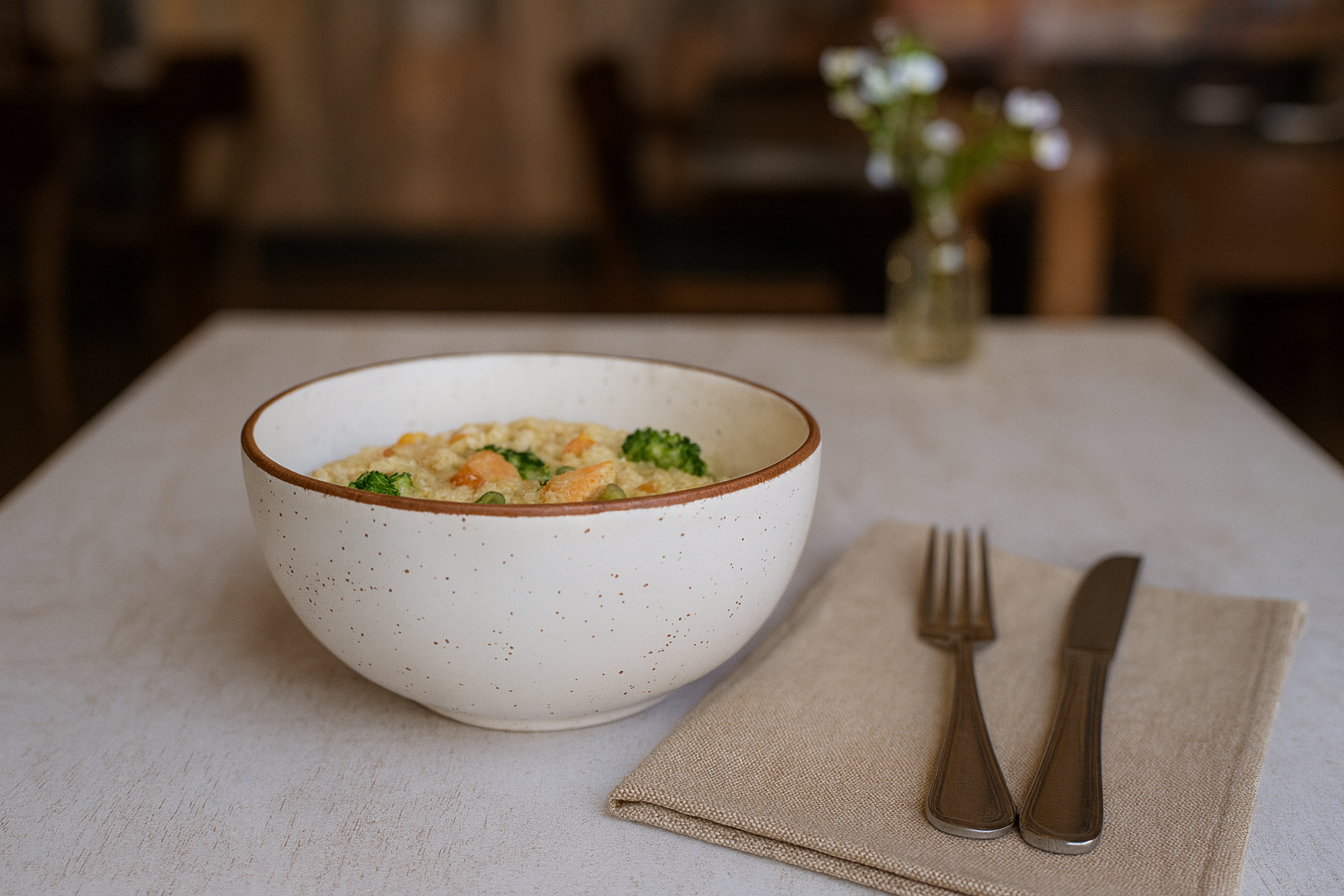 Handcrafted White Speckled Ceramic Bowls with Rustic Rim, Set of 2 (6 Inch) – Khan Ceramic - Image 2