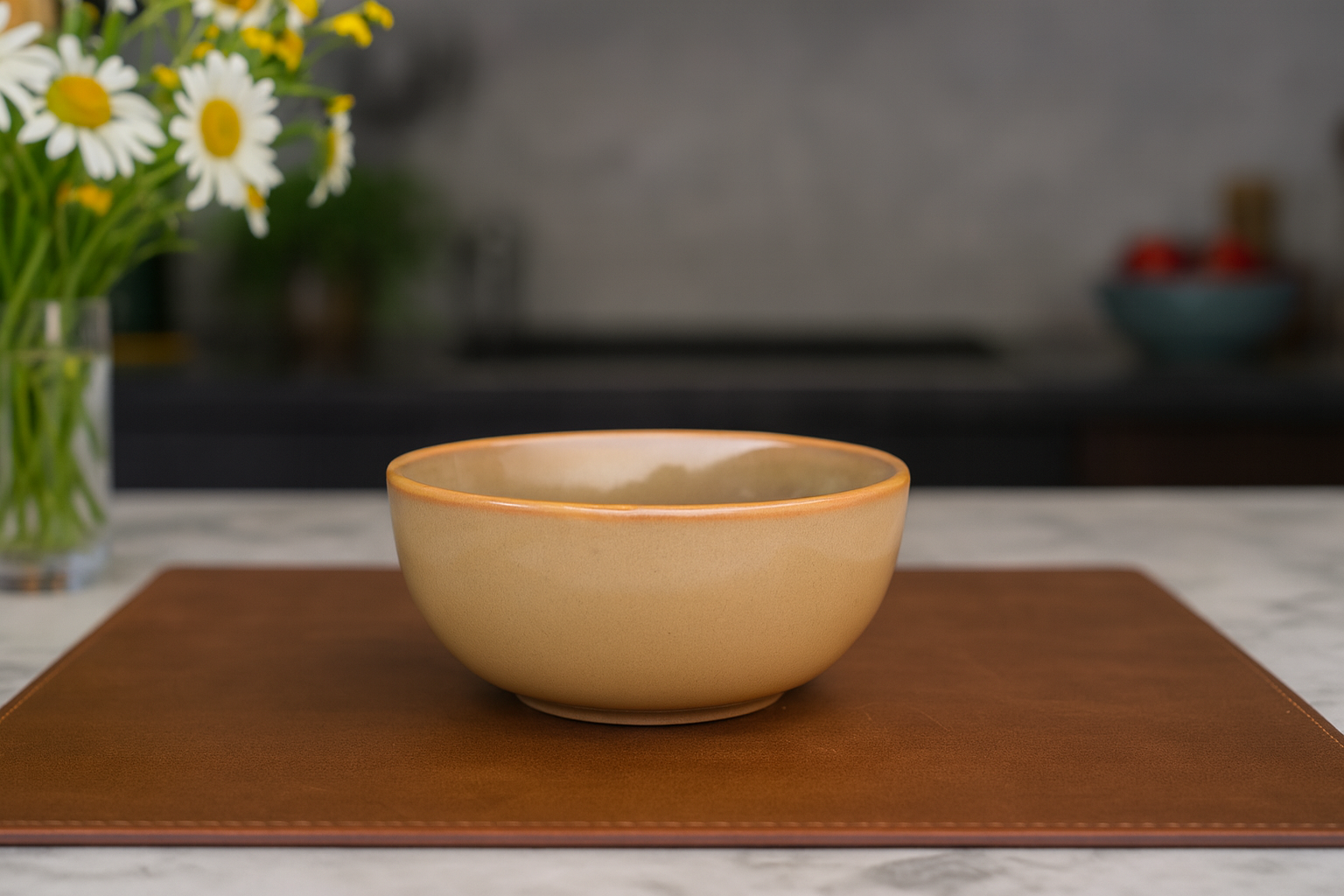 Handcrafted Warm Honey Ceramic Bowls, Set of 2 (6 Inch) – Khan Ceramic - Image 3