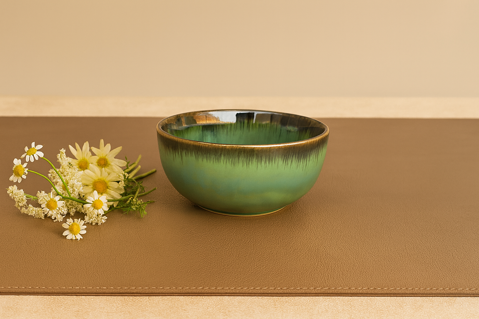 Forest Green Reactive Glaze Ceramic Bowls, Set of 2 (6 Inch) – Khan Ceramic - Image 2