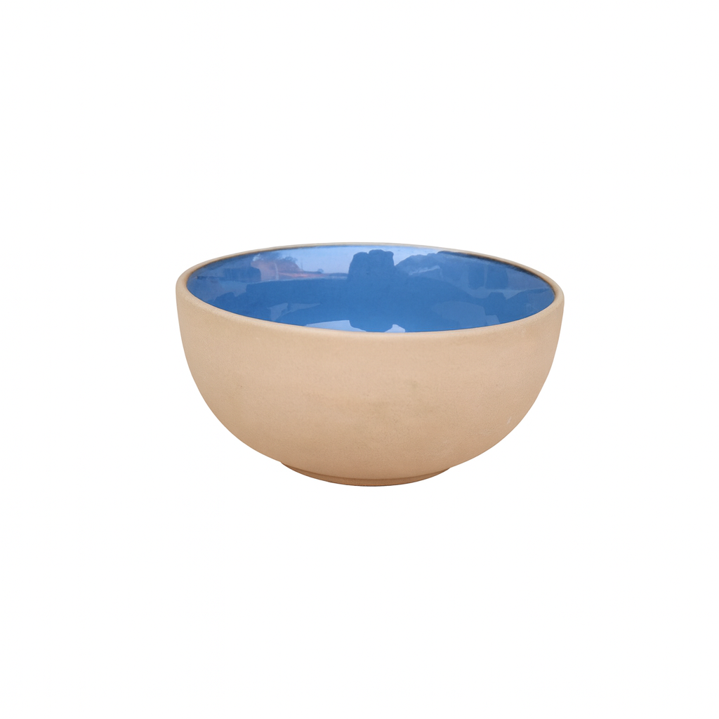 Sand Matte & Sky Blue Dual-Tone Ceramic Bowls, Set of 2 (6 Inch) – Khan Ceramic - Image 4