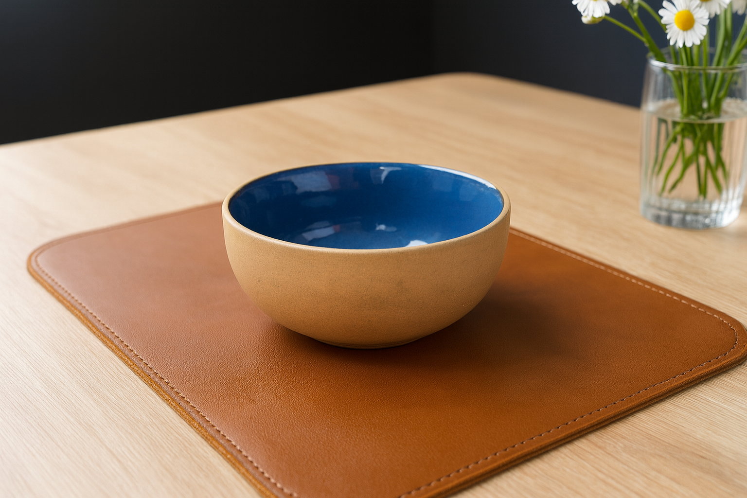 Sand Matte & Sky Blue Dual-Tone Ceramic Bowls, Set of 2 (6 Inch) – Khan Ceramic - Image 3