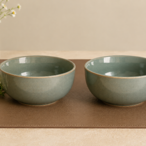 Khan Ceramic misty sea green ceramic bowls set of 2