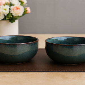 Khan Ceramic ocean green ceramic bowls set of 2, 6 inch