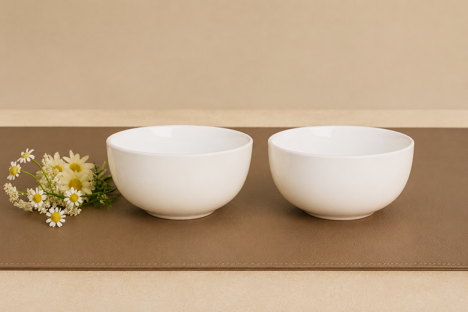 Khan Ceramic classic white ceramic bowls set of 2