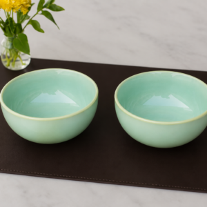 Khan Ceramic aqua mint ceramic bowls set of 2