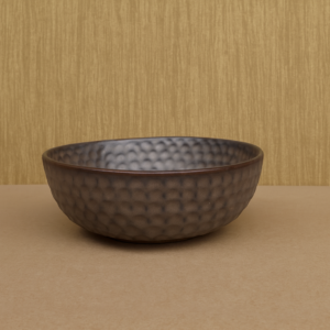 Khan Ceramic matte textured bowl charcoal grey dimpled surface