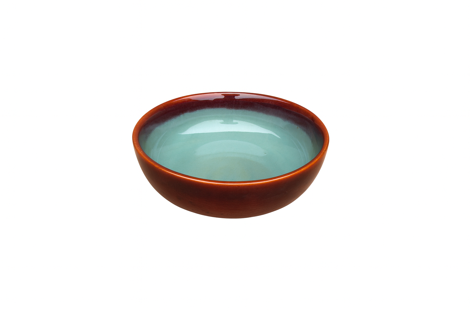 Two-Tone Ceramic Bowl, Teal Interior & Burnt Amber Exterior (7 Inch, Pack of 1) – Khan Ceramic - Image 3