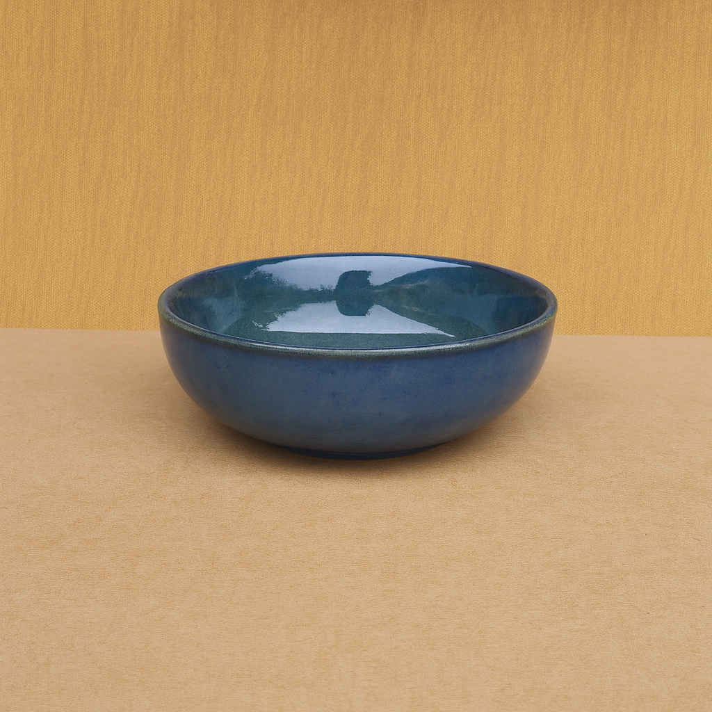 Handcrafted Deep Blue Ceramic Bowl, Glossy Glazed Finish (7 Inch, Pack of 1) – Khan Ceramic - Image 2