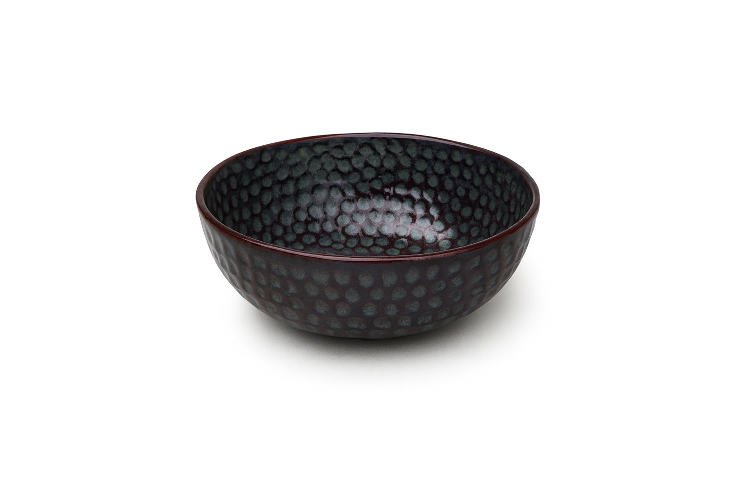 Handcrafted Textured Black Ceramic Bowl, Matte Finish with Dotted Pattern (7 Inch, Pack of 1) – Khan Ceramic - Image 4