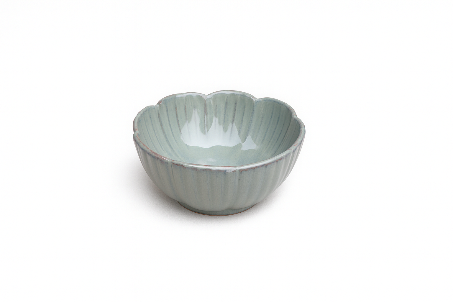 Handcrafted Flower-Shaped Ceramic Bowl, Seafoam Grey Glazed Finish (7 Inch, Pack of 1) – Khan Ceramic - Image 4