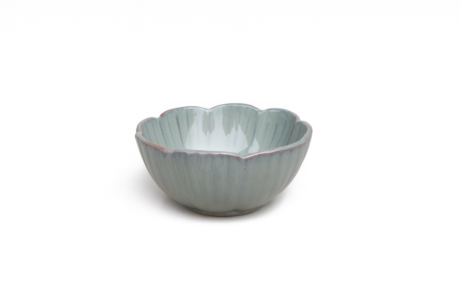 Handcrafted Flower-Shaped Ceramic Bowl, Seafoam Grey Glazed Finish (7 Inch, Pack of 1) – Khan Ceramic - Image 3