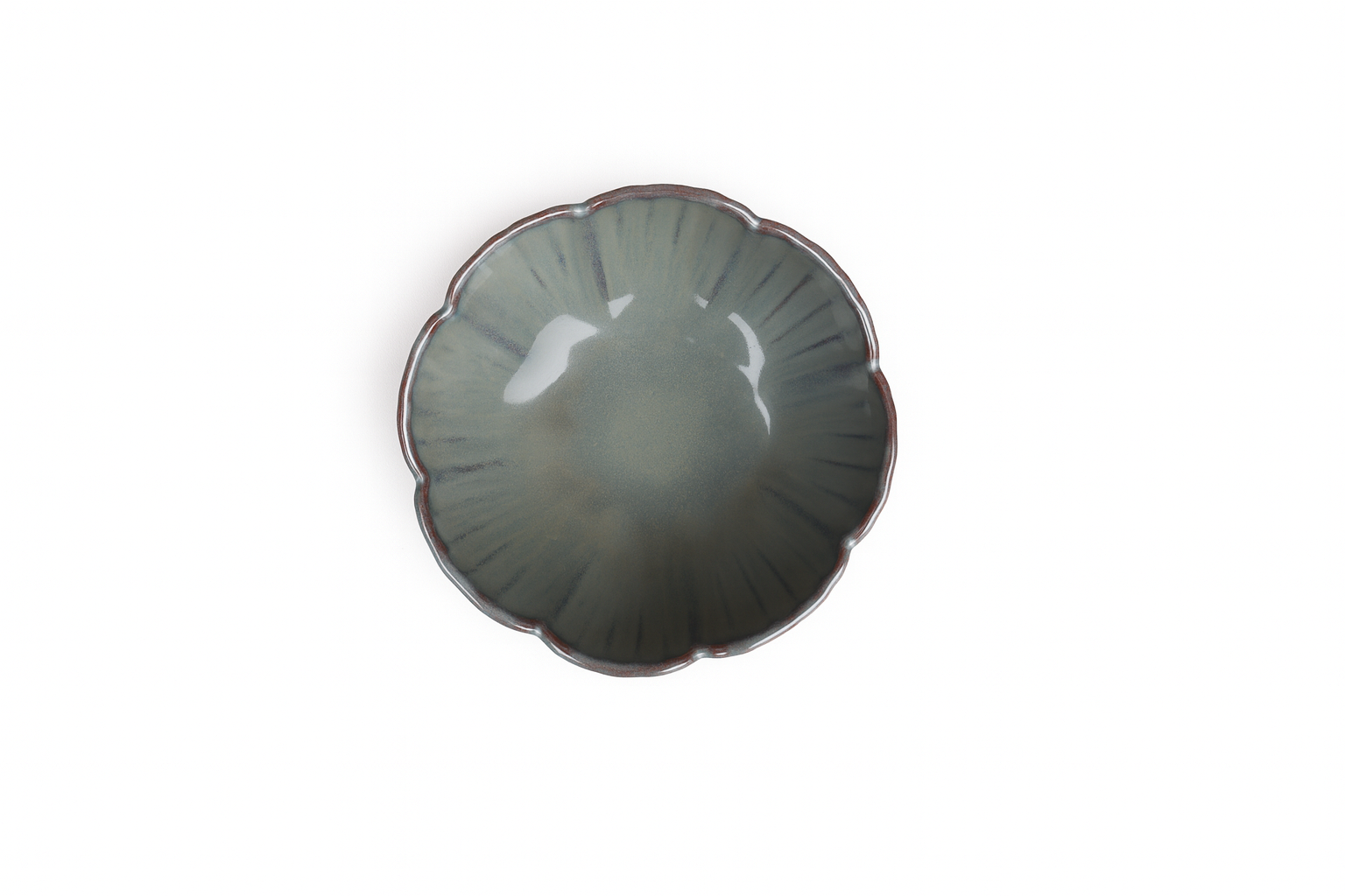 Handcrafted Flower-Shaped Ceramic Bowl, Seafoam Grey Glazed Finish (7 Inch, Pack of 1) – Khan Ceramic - Image 5