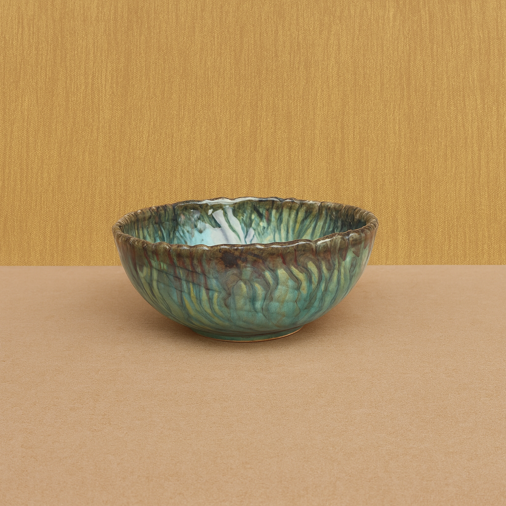 Handcrafted Ceramic Bowl, Aqua Blue Drip Glaze (7 Inch, Pack of 1) – Khan Ceramic - Image 2