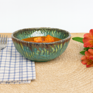 Khan Ceramic aqua blue drip glaze ceramic bowl