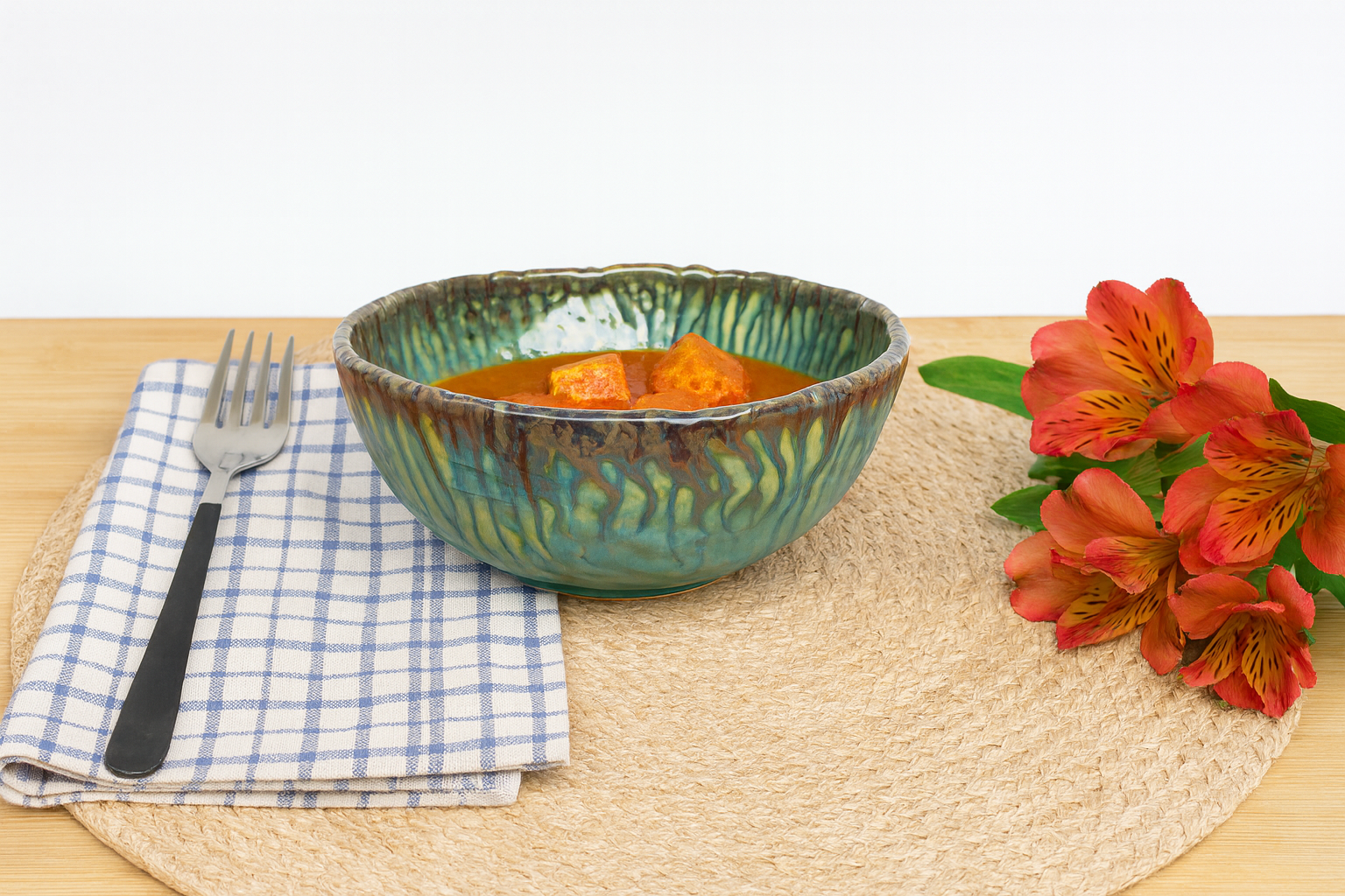 Khan Ceramic aqua blue drip glaze ceramic bowl
