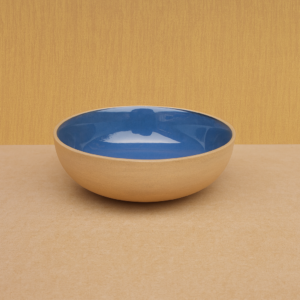 Khan Ceramic modern stoneware bowl matte sand blue interior