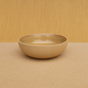 Khan Ceramic minimalist stoneware bowl matte sand amber interior