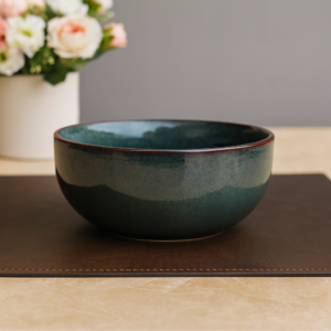 Khan Ceramic deep forest green ceramic bowl