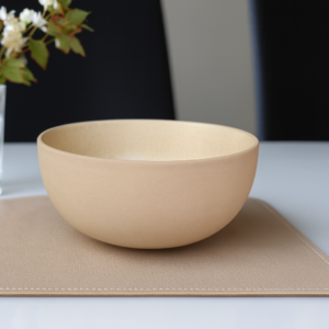 Khan Ceramic matte beige minimalist stoneware bowl