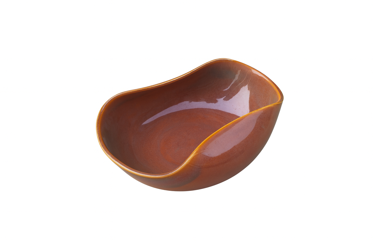 Handcrafted Organic-Shape Ceramic Bowl, Brown Glazed Stoneware (10 Inch) – Khan Ceramic - Image 3
