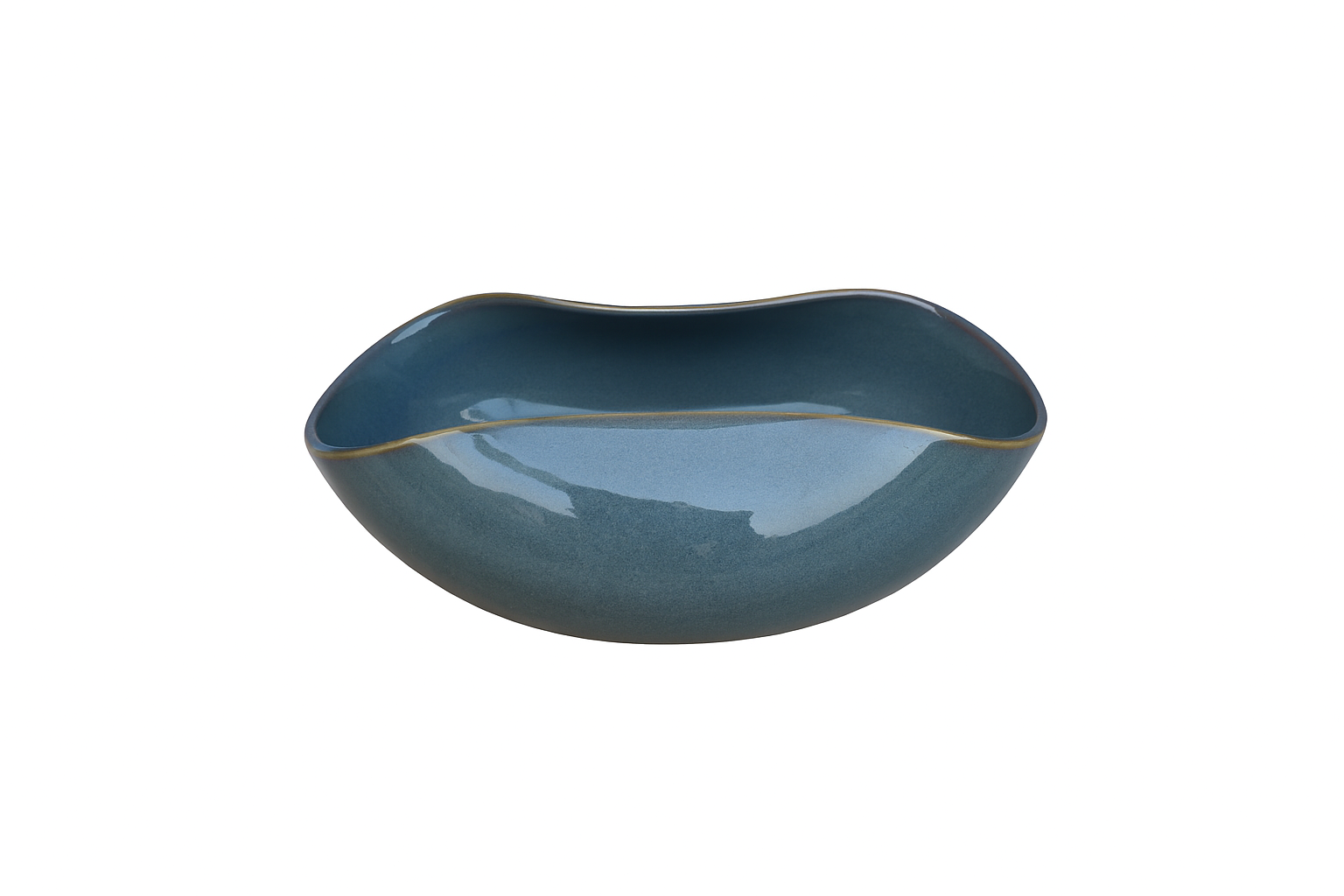 Handcrafted Wave-Shape Ceramic Bowl, Deep Blue Glaze with Golden Rim (10 Inch) – Khan Ceramic - Image 5