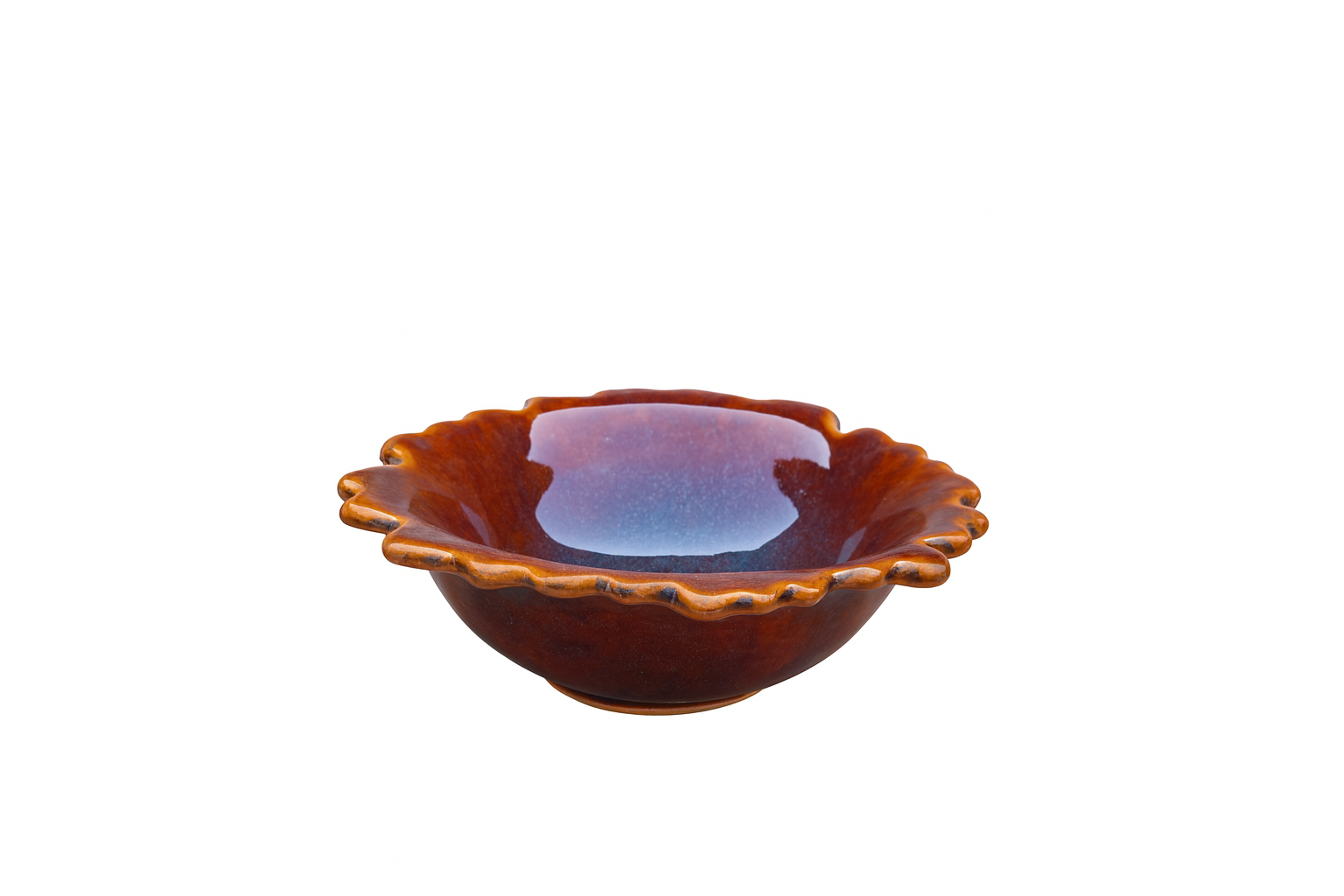 Handcrafted Wavy Rim Ceramic Bowl, Deep Amber Glaze – Khan Ceramic - Image 5