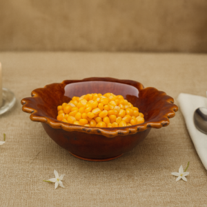 Khan Ceramic amber wavy rim ceramic bowl gradient glaze