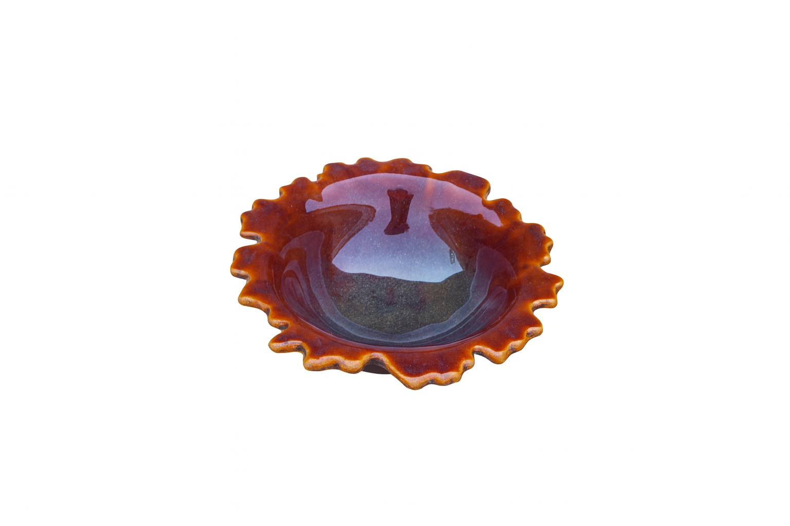 Handcrafted Wavy Rim Ceramic Bowl, Deep Amber Glaze – Khan Ceramic - Image 4