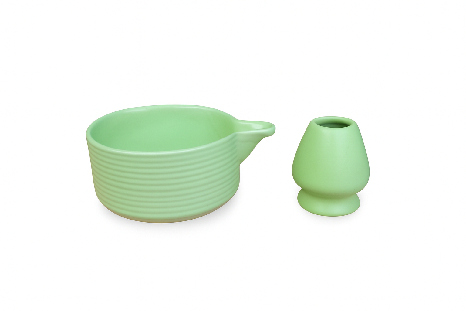 Modern Matcha Pouring Bowl Set with Whisk Holder, Mint Green Ceramic – Khan Ceramic - Image 6
