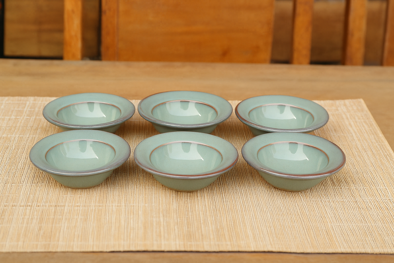 Khan Ceramic celadon green mini bowl set of 6