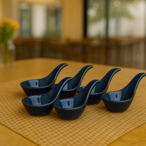 Khan Ceramic blue ceramic soup sauce spoon set of 6