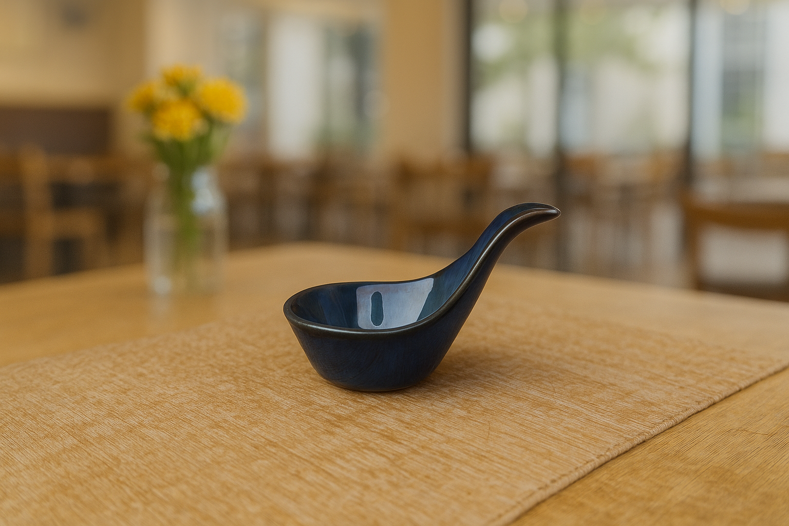 Hand-Glazed Ceramic Soup & Sauce Spoons, Blue Finish, Set of 6 – Khan Ceramic - Image 2