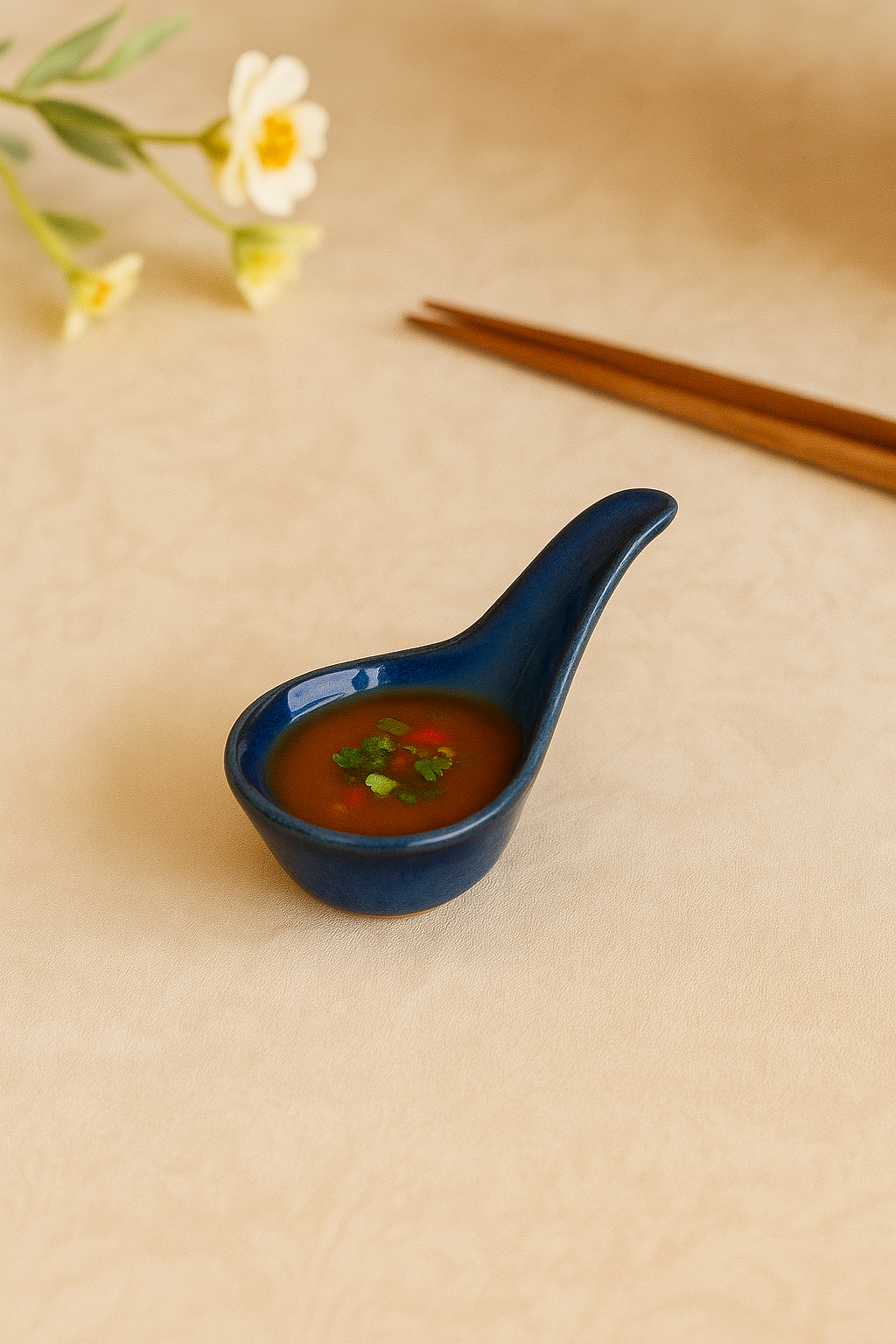 Hand-Glazed Ceramic Soup & Sauce Spoons, Blue Finish, Set of 6 – Khan Ceramic - Image 3