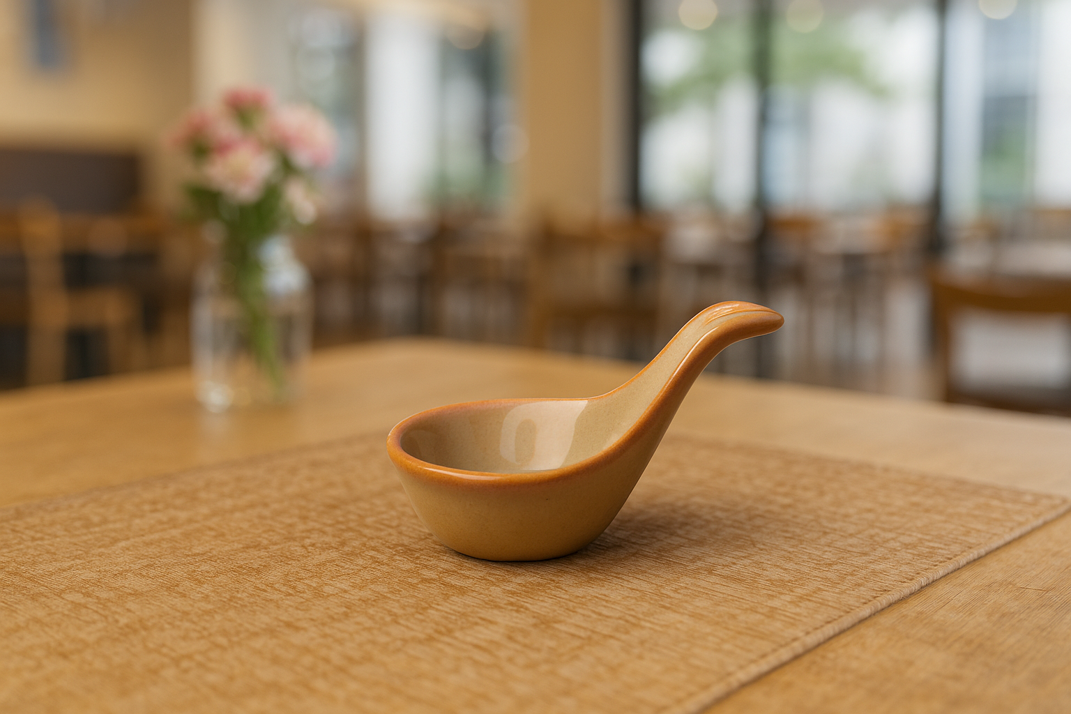 Handmade Ceramic Soup & Sauce Spoons, Warm Beige with Golden Rim, Set of 6 – Khan Ceramic - Image 2