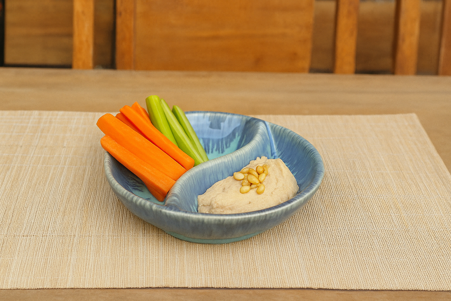 Handmade Blue Ceramic Double-Section Dip Bowls, Set of 6 – Khan Ceramic - Image 3