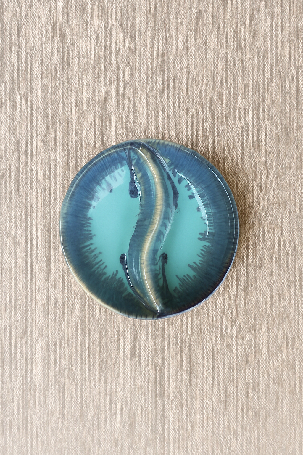 Handmade Blue Ceramic Double-Section Dip Bowls, Set of 6 – Khan Ceramic - Image 2