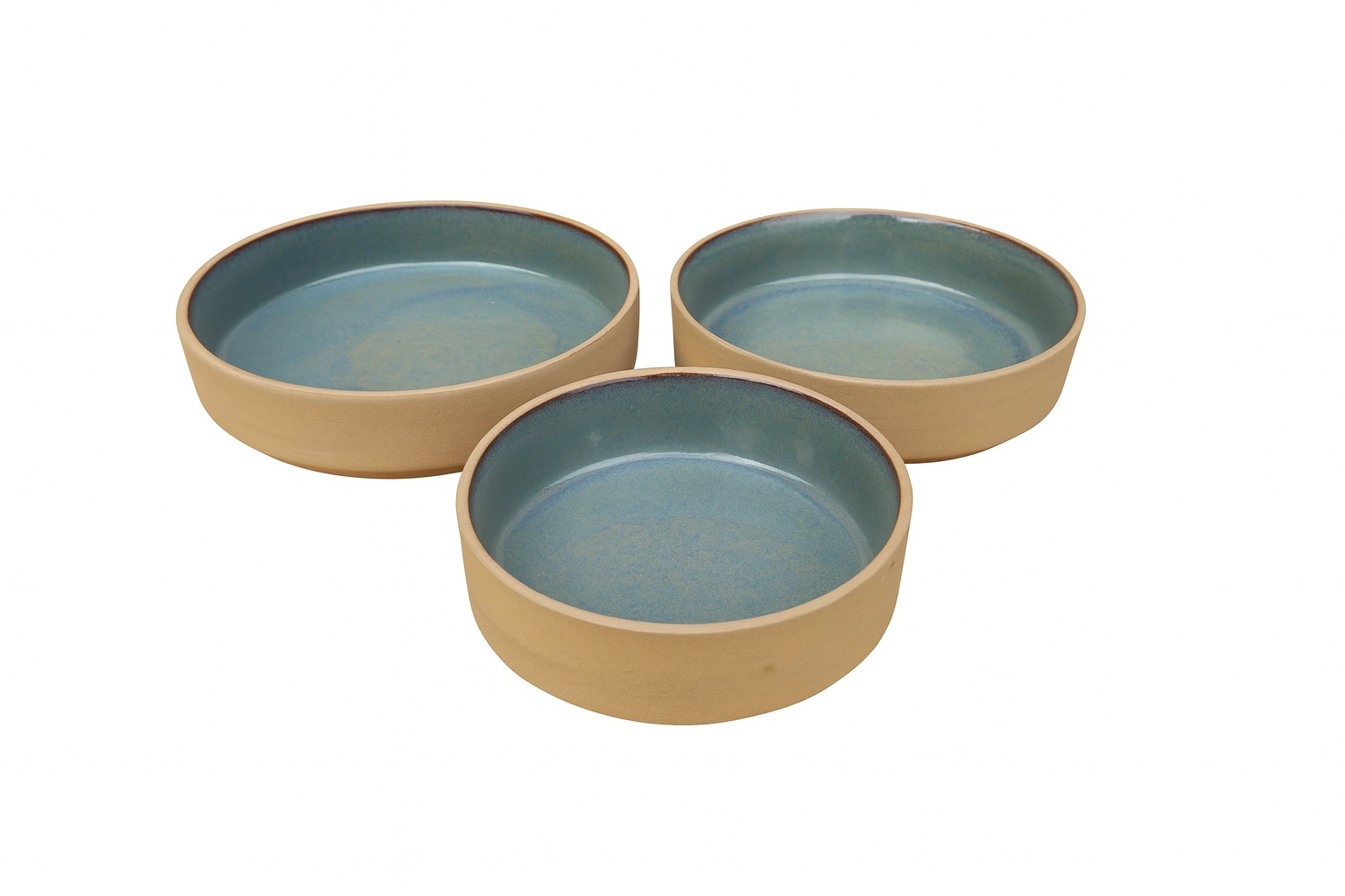 Beige & Blue Glazed Ceramic Serving Bowls, Set of 3 – Khan Ceramic - Image 6