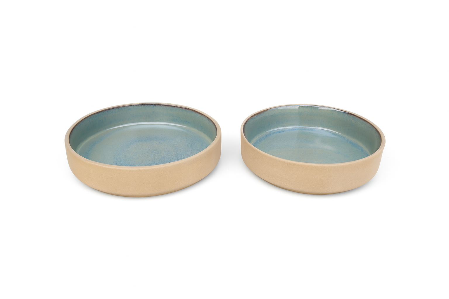 Beige & Blue Glazed Ceramic Serving Bowls, Set of 3 – Khan Ceramic - Image 5