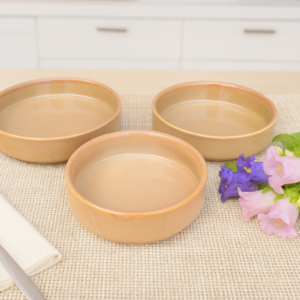 Khan Ceramic warm beige glazed serving bowls set of 3