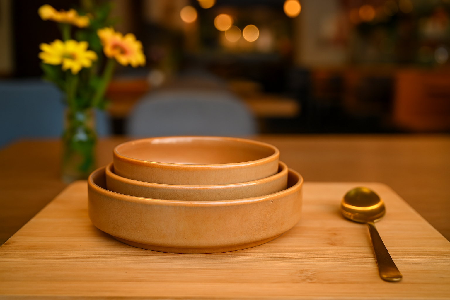 Warm Beige Glazed Ceramic Serving Bowls, Set of 3 – Khan Ceramic - Image 2