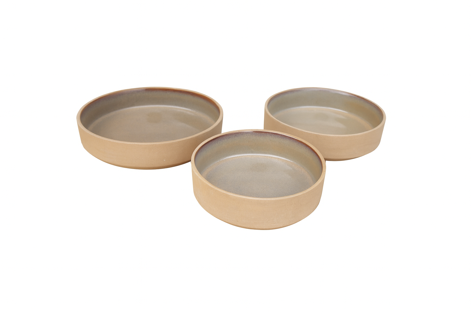 Matte Sand & Grey Glazed Ceramic Serving Bowls, Set of 3 – Khan Ceramic - Image 6