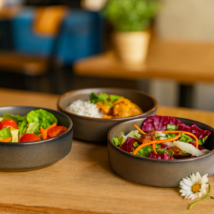 Khan Ceramic matte charcoal ceramic serving bowls set of 3