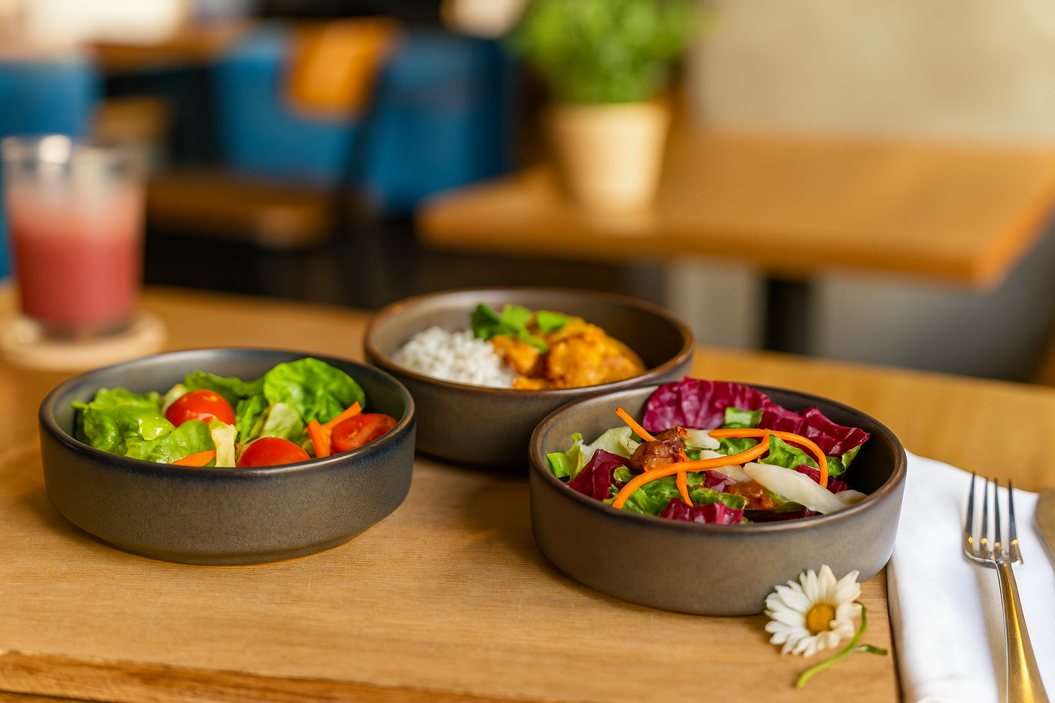 Khan Ceramic matte charcoal ceramic serving bowls set of 3