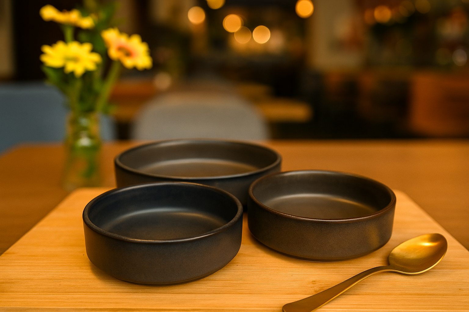 Matte Charcoal Ceramic Serving Bowls, Set of 3 – Khan Ceramic - Image 5